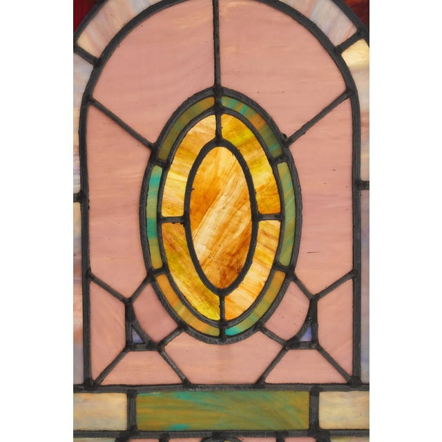 Set of Gothic Wood Framed Leaded Stained Glass Windows For Sale - Image 6 of 10