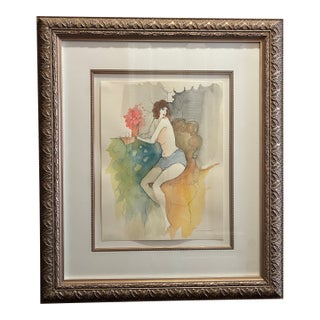 Itzchak Tarkay – Study for Clara No. 11 (1996), Original Watercolor, Framed For Sale
