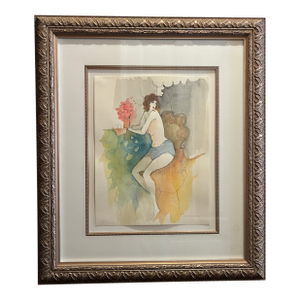 Itzchak Tarkay – Study for Clara No. 11 (1996), Original Watercolor, Framed
