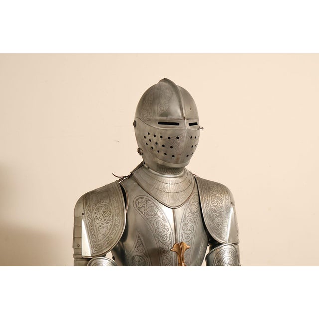 Marto Toledo Spanish Engraved Full Suit of Armor with Sword For Sale - Image 10 of 18