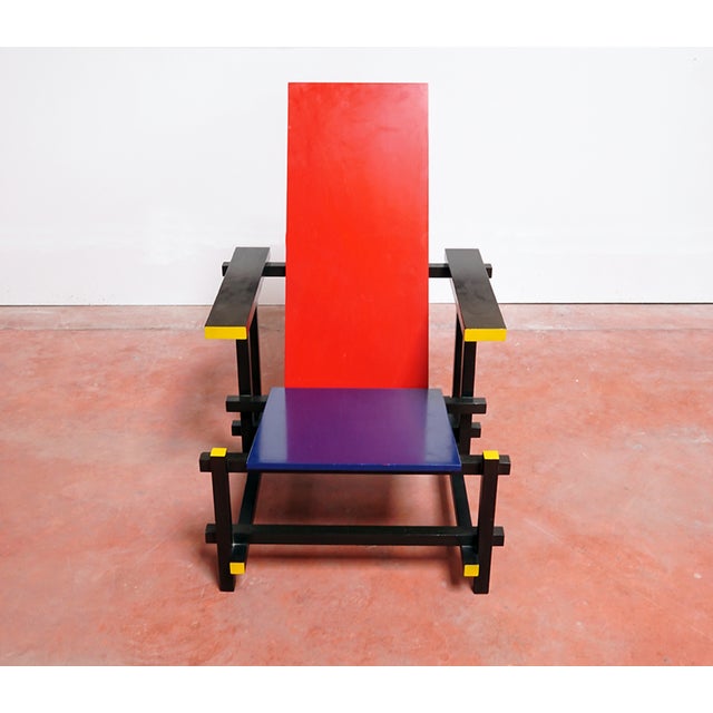 Red and Blue Lounge Chair in the style of Gerrit Rietveld, 1970s For Sale - Image 4 of 5