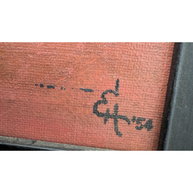 1950s 1950s Pair Abstract Paintings MCM Fruit Bananas Still Life Red Pink Signed For Sale - Image 5 of 7