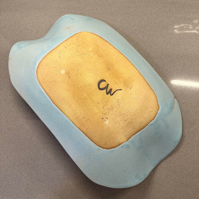 1980s Carol McFarlan Postmodern Ceramic Large Centerpiece Platter 11"x17” Signed For Sale - Image 9 of 10