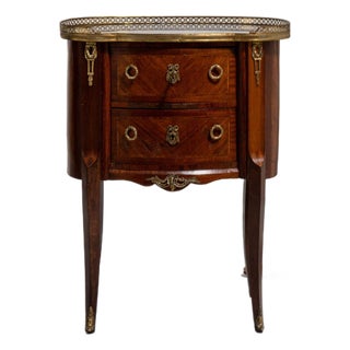 19th Century France Rich Mahogany Petite Marble-Top Side Table For Sale