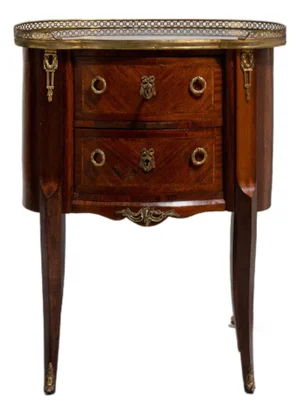19th Century France Rich Mahogany Petite Marble-Top Side Table