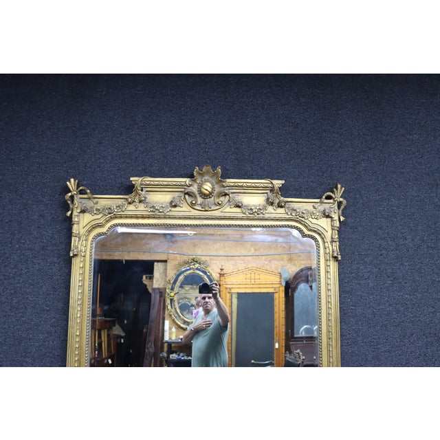 Late 19th Century Late 19th Century French Louis XVI Style Carved Giltwood Beveled Floor Pier Mirror For Sale - Image 5 of 13