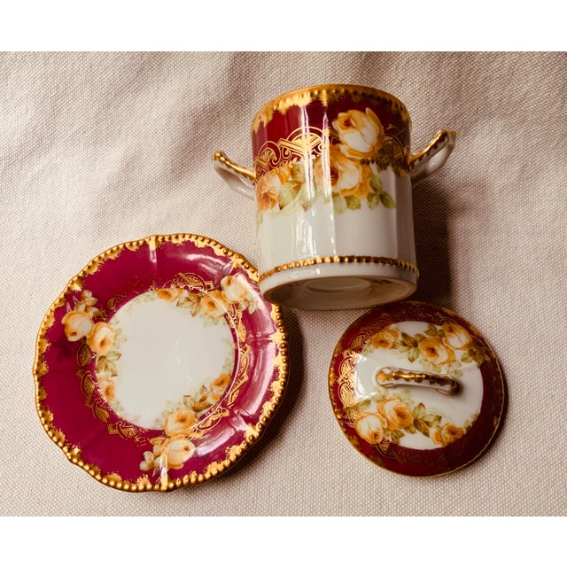 French Antique Limoges Elite Works Porcelain Covered Condensed Milk Holder For Sale - Image 3 of 13
