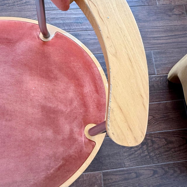 Postmodern Postmodern Vintage 1998 Knoll Chair by Maya Lin W Bentwood & Velvet 90s VTG For Sale - Image 3 of 12