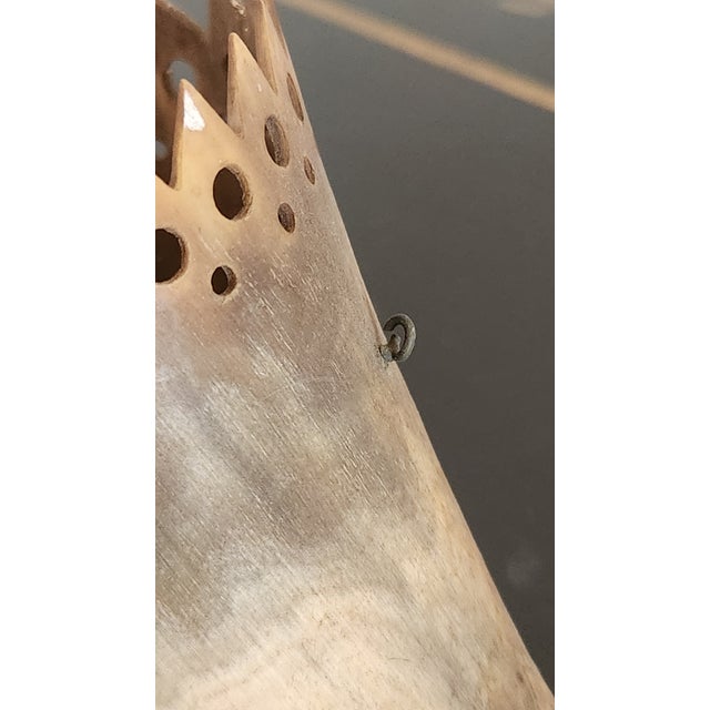 A handsome vintage cow horn wall pocket with a distinctly Western Americana presence. Crafted from a natural horn and...