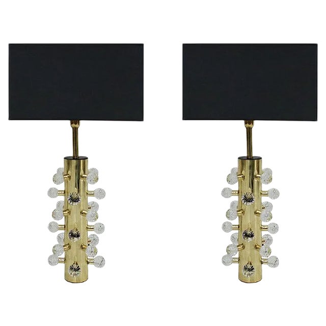 Mid Century Italian Sculptural Murano Glass Table Lamps, Set of 2 For Sale