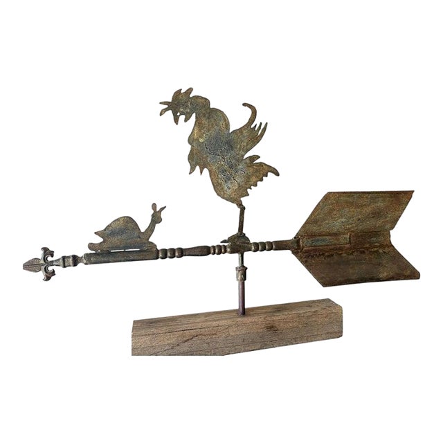 19th Century Folky Rooster With Snail Below For Sale