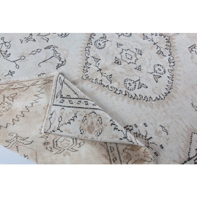 1950s Soft Color Tones Hand Knotted Oushak Rug-5' 7'' X 8' 1'' For Sale - Image 4 of 11