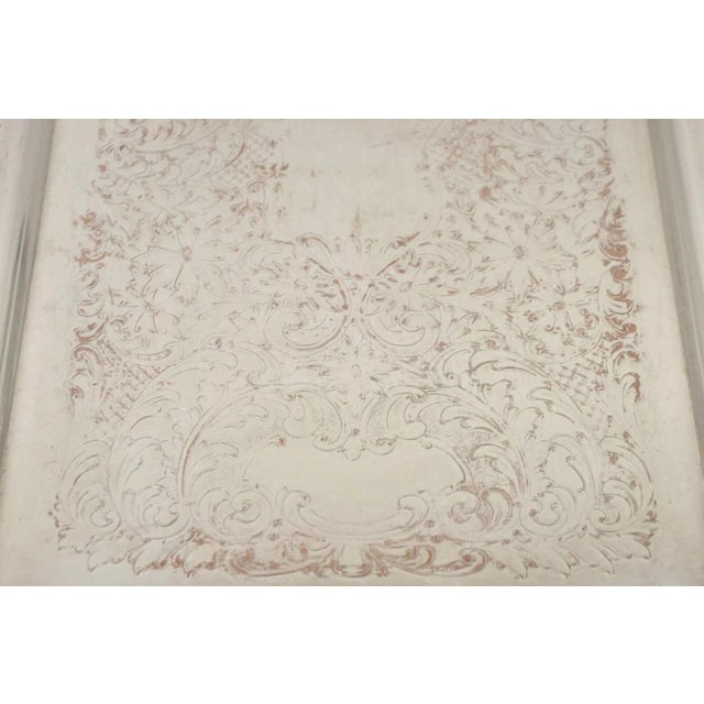 Vintage English Victorian Silver Plated Twin Handle Serving Platter Bar Tray For Sale In Philadelphia - Image 6 of 12
