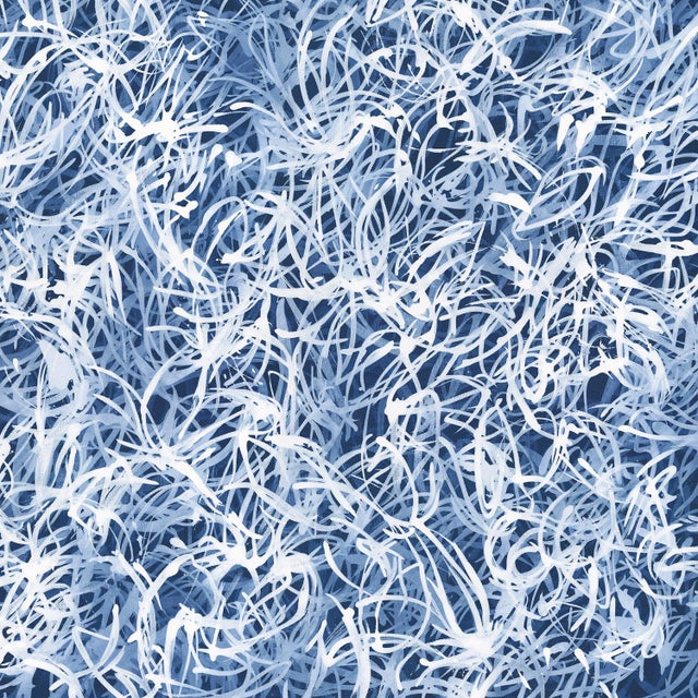 "Blue Chiffon No.5 - Layered Veil" Indigo Blue Abstract Acrylic Painting on Canvas For Sale - Image 4 of 6