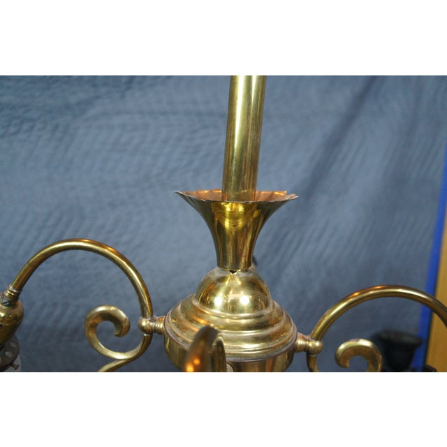 Brass Antique Victorian Brass 4 Light Parlor Pendant Light Chandelier 28" For Sale - Image 8 of 14