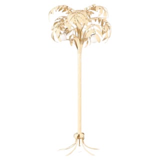 Hollywood Regency Cream White Palm Tree Floor Lamp, 1970s For Sale