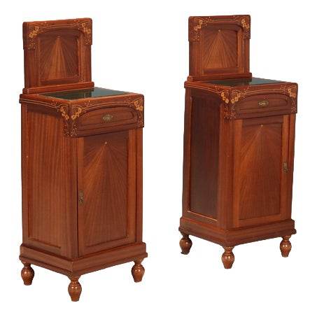 Italian Nightstands in Mahogany and Glass, Set of 2 For Sale