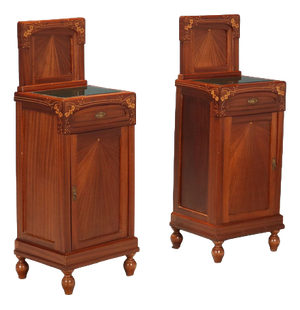 Italian Nightstands in Mahogany and Glass, Set of 2