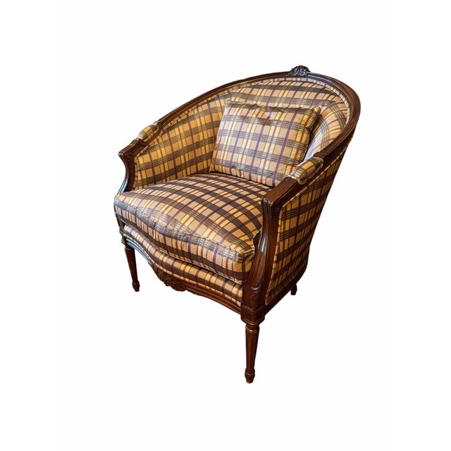 Vintage Henredon Schoonbeck French-Style Barrel Back Bergère Chair Late 20th Century For Sale In Chicago - Image 6 of 10