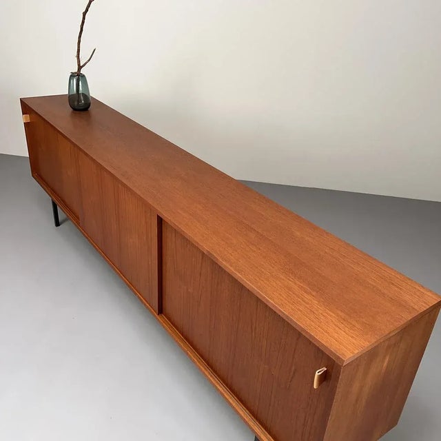 1960s Minimalist Teak Sideboard with Leather Handles by Helmut Magg, Germany, 1960s For Sale - Image 5 of 13