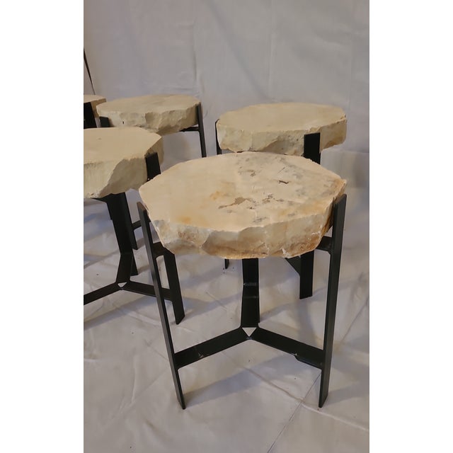 Contemporary Rough Carved Stone Side Table For Sale - Image 3 of 12