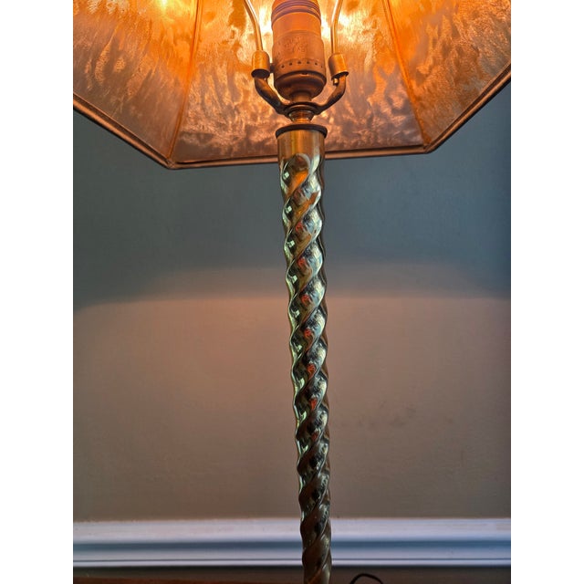Mid 20th Century Vintage Twisted Brass and Marble Table Lamp For Sale - Image 5 of 10