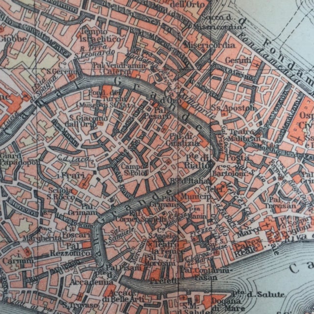 Shabby Chic Antique Venice, Italy Map Photograph by Louise Weinberg For Sale - Image 3 of 4