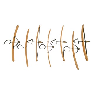 Postmodern Coat Hangers in Brass and Bentwood, 1980, Set of 7 For Sale