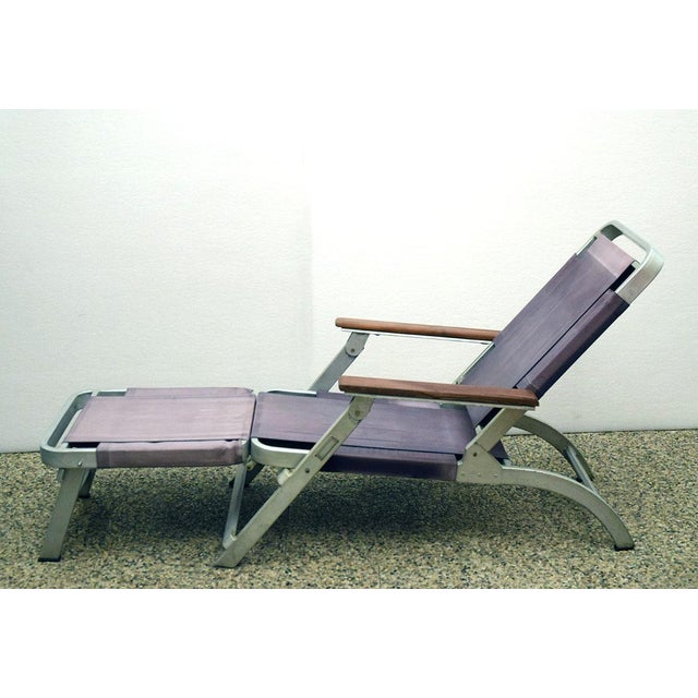 Very rare deck chair from the Transatlantico Michelangelo produced by Cantieri Ansaldo in Genoa in 1965. Tubular aluminum...