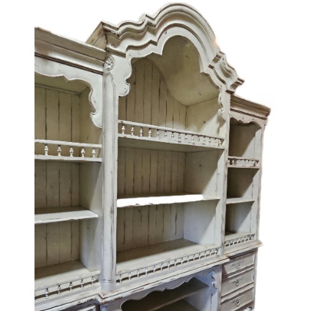 Habersham Grand European Style Distressed Cassic White Hutch, Attributed For Sale - Image 11 of 17