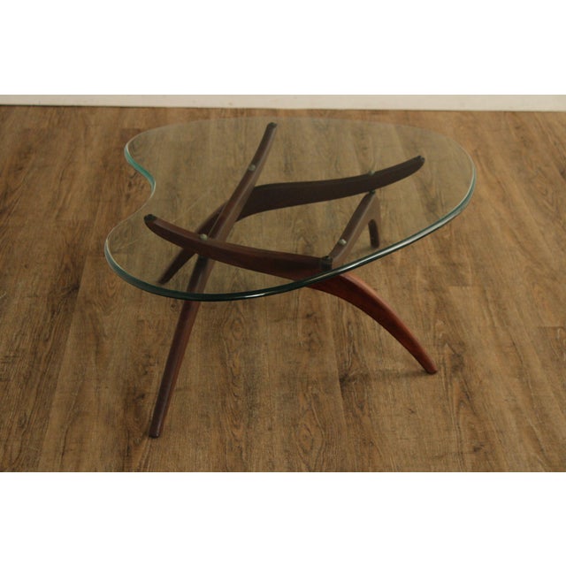 Mid Century Modern Glass Top Walnut Coffee Table For Sale - Image 13 of 18