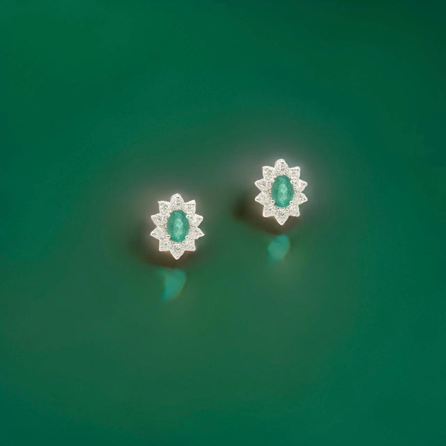 Natural Emerald Diamond Earrings 14k White Gold 2.4 TCW Certified For Sale - Image 11 of 12