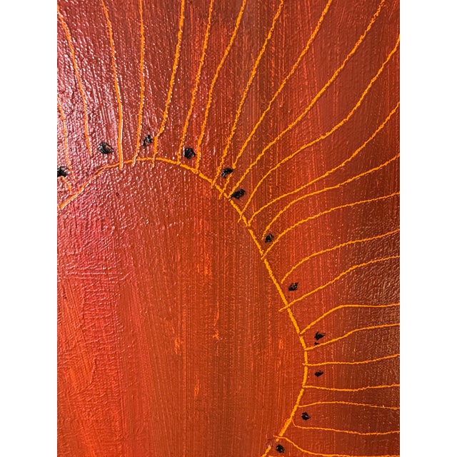 This is an original abstract oil painting on canvas, created in warm terracotta and earthy tones. The artwork features a...