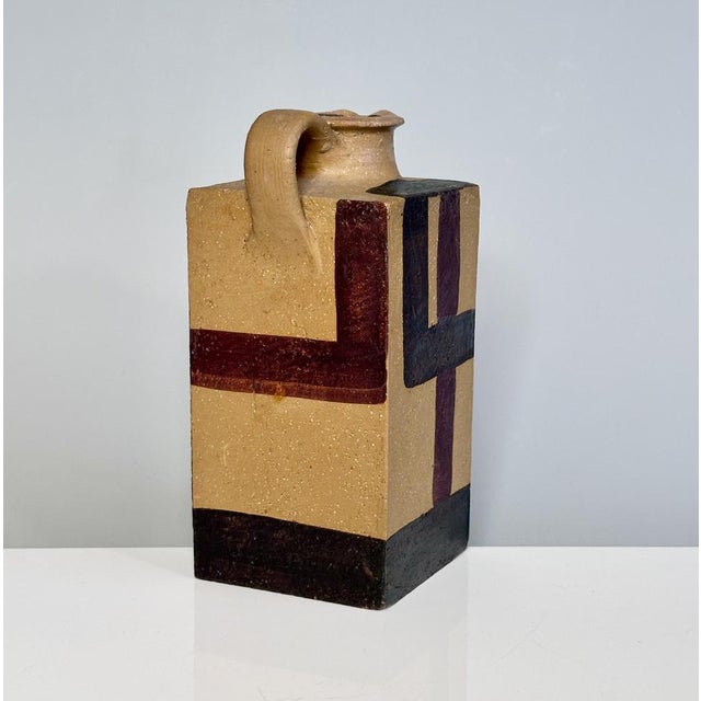 Bauhaus Sculptural Cubic Studio Ceramic Art Jug, Germany, 1940s For Sale - Image 3 of 18
