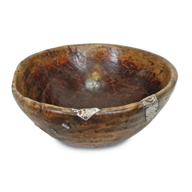 African Large Vintage Fulani Tribal Rustic Wood Bowl For Sale - Image 3 of 8