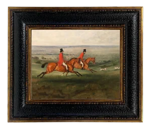 Across the Meadow Framed Oil Painting Print on Canvas. - Framed to 12-3/4" X 14-3/4"