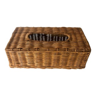 1970s Rattan Tissue Box Cover For Sale