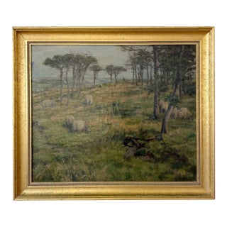 Antique 1800s Pastoral Landscape - Signed Oil on Canvas For Sale