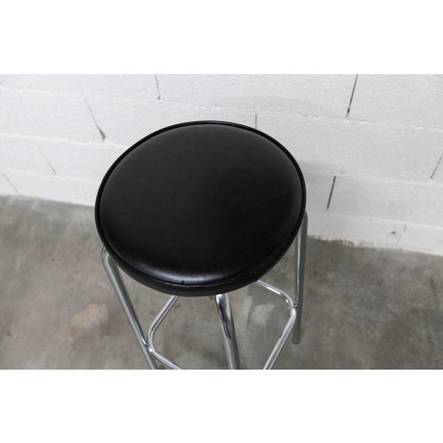 Metal Vintage Chrome and Black Leatherette Stool, 1960s For Sale - Image 7 of 10