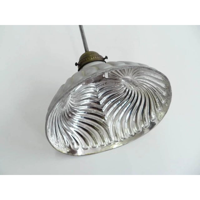 Metal Diagonal Cut Mirrored Silver Glass Lamp from B & J, 1940s For Sale - Image 7 of 8