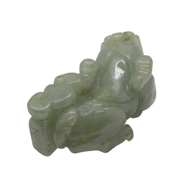 Chinese Hand Carved Natural Jade Feng Shui Lucky Pixiu Figure Pendant For Sale - Image 4 of 6