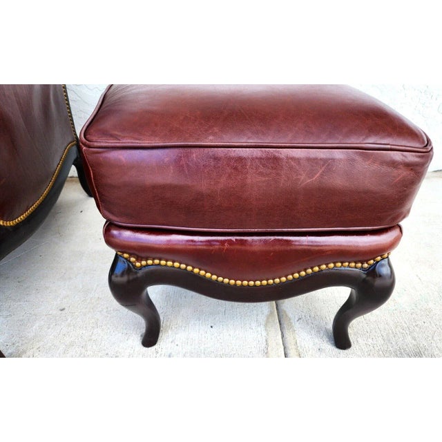 Leather Lounge Chair & Ottoman by Henredon For Sale - Image 11 of 12