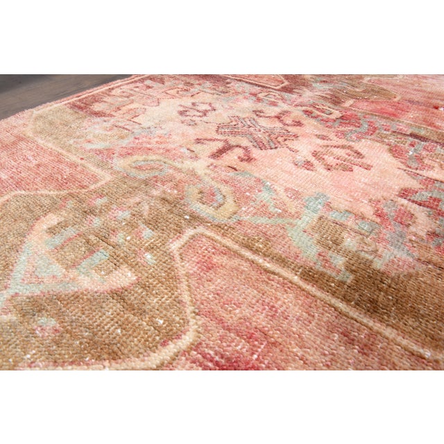 1970s Vintage Handmade Wool Cotton Pink Area Rug For Sale - Image 4 of 11