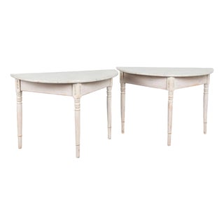 Pair of 19th Century Swedish Demi Lune Side Table Consoles For Sale