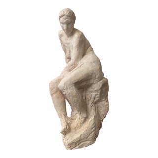 Seated Nude Woman in Plaster For Sale