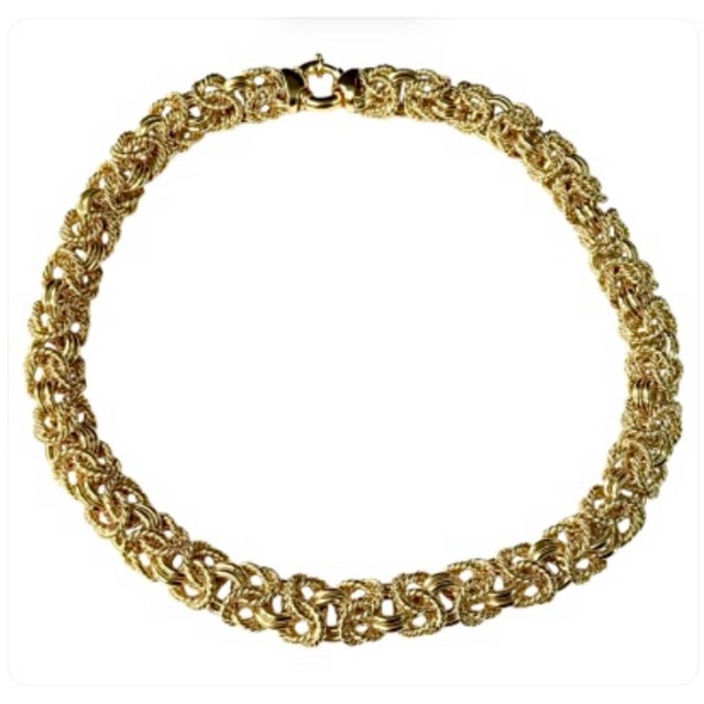 Metal Vintage Italian 14k Gold Woven Link Necklace and Bracelet Set For Sale - Image 7 of 18