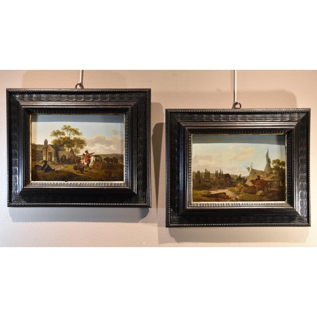 Claude Michel Hamon Duplessis, Landscapes, 1790, Oil on Board Paintings, Set of 2 For Sale - Image 15 of 15