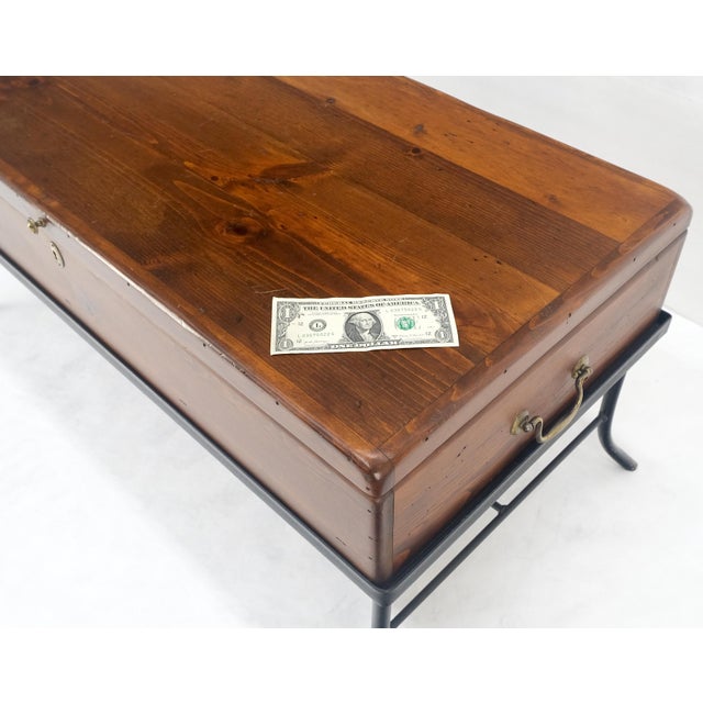 Wood Vintage Hope Chest Storage Box on Metal Frame Box For Sale - Image 7 of 15