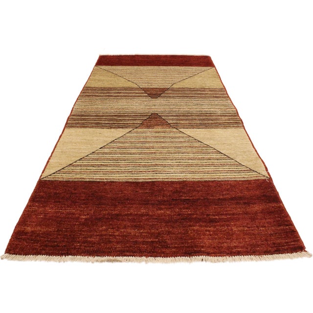 Modern Gabbeh Beige/Red Wool Rug - 2'11'' X 5'1'' For Sale In New York - Image 6 of 10