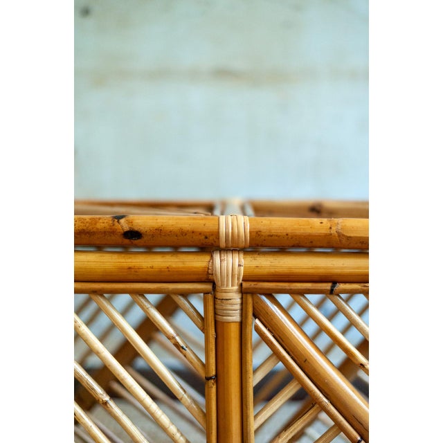 Bamboo Storage Bench with Geometric Cane Patterns For Sale - Image 5 of 12